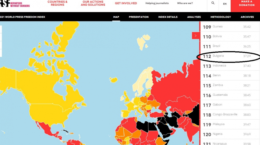 България вече е на 112 място по свобода на медиите